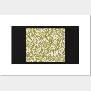 Vintage floral lace (green yellow invert) Posters and Art